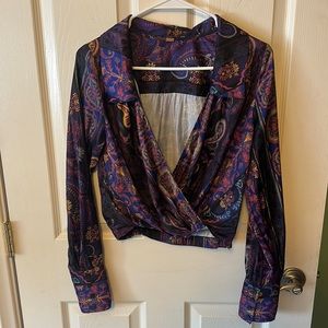Free People Paisley Top with Collar